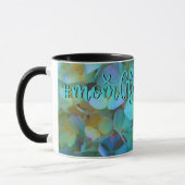 Mug Turquoise bleu jaune rose hydrangées fleurs #momli (Gauche)