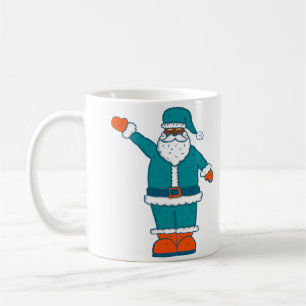 Mug turquoise bleu orange noël noir santa claus