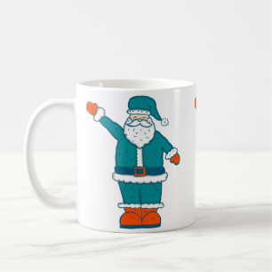 Mug turquoise bleu orange noël santa claus