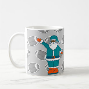 Mug turquoise bleu orange xmas noir santa claus basket