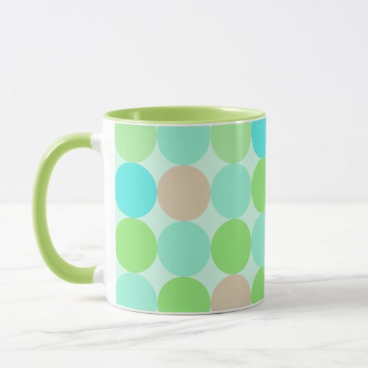 Mug Turquoise Bleu Vert & Cercles Orange Monogramme (Gauche)