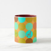 Mug Turquoise Bleu Vert & Cercles Orange Monogramme (Centre)