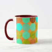 Mug Turquoise Bleu Vert & Cercles Orange Monogramme (Gauche)