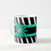 Mug Turquoise Blue Floral Gem & Zebra Pattern (Devant gauche)