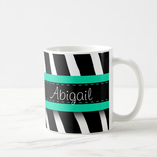 Mug Turquoise Blue Floral Gem & Zebra Pattern (Droite)