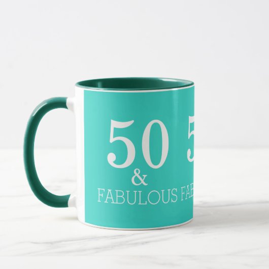 Mug Turquoise Blue Green 50 Et Fabuleux Anniversaire (Gauche)