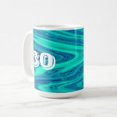 Mug Turquoise Blue Waves Abstrait 30 Cadeau personnali (Devant gauche)