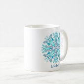 Mug Turquoise Blue Winter Snowflake Nom de la fleur (Devant droit)