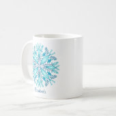 Mug Turquoise Blue Winter Snowflake Nom de la fleur (Devant gauche)
