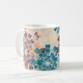 Mug Turquoise Brown et fleurs crèmes rétros (Devant gauche)