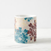 Mug Turquoise Brown et fleurs crèmes rétros (Centre)
