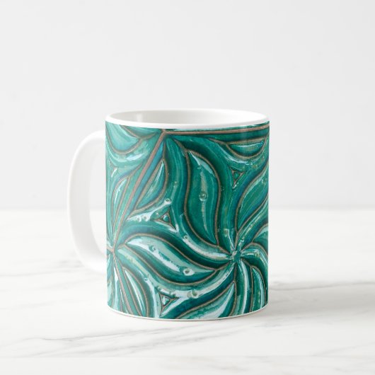 Mug Turquoise céramique mur textureabstract, archit (Devant gauche)