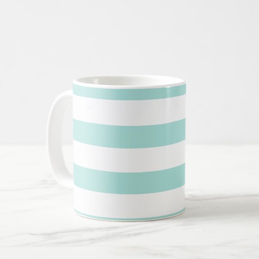 Mug Turquoise Clair et Rayures Horizontales Larges Bla (Devant gauche)
