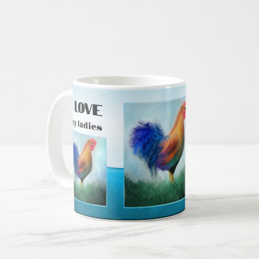 Mug Turquoise de coq drôle (Devant gauche)