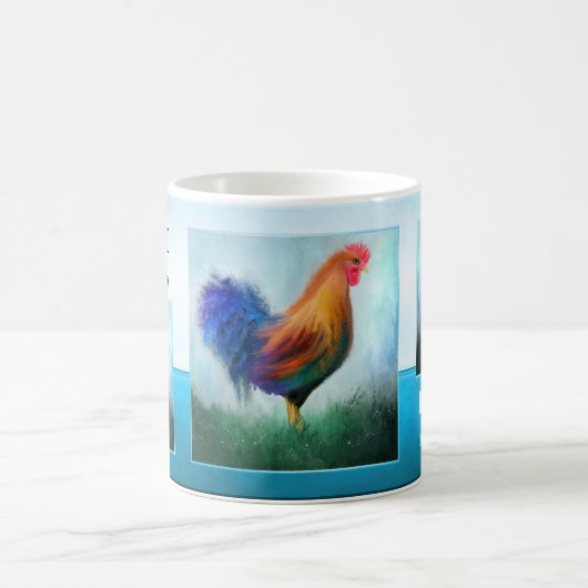 Mug Turquoise de coq drôle (Centre)