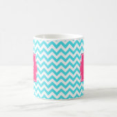 Mug Turquoise de zigzag et monogramme fait sur (Centre)