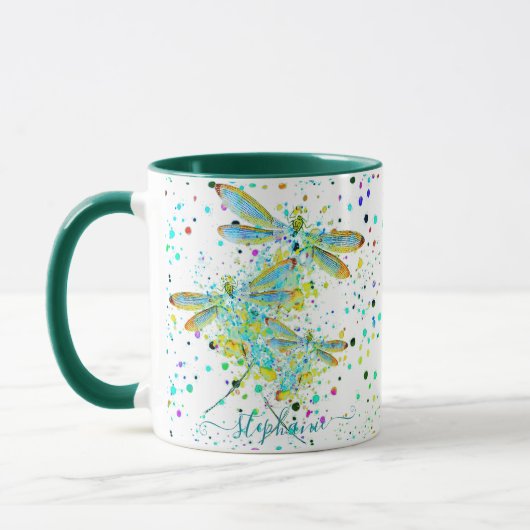 Mug Turquoise Déchirure de libellule personnalisées Ca (Gauche)