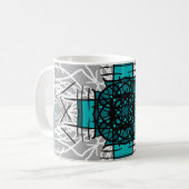 Mug Turquoise et mandala de Bohème gris (Devant gauche)