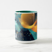 Mug Turquoise et or Abstrait avec devis (Centre)