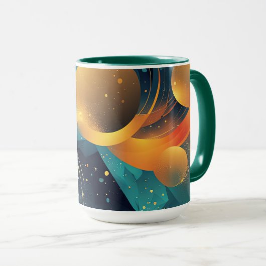 Mug Turquoise et or Abstrait avec devis (Devant droit)