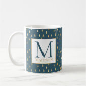 Mug Turquoise Gold Raindrop Moderne Monogramme tendanc (Gauche)
