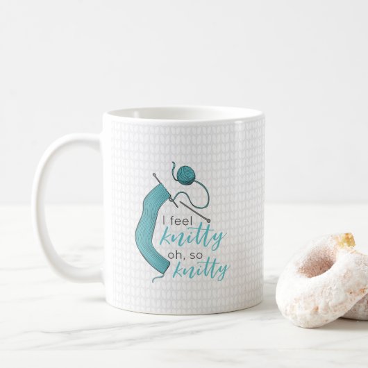 Mug Turquoise Je Me Sens Knitty, Oh So Knitty (Avec donut)