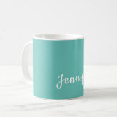 Mug Turquoise léger tendance moderne minimaliste Nom c (Devant gauche)