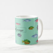 Mug Turquoise légère de poissons (Devant droit)