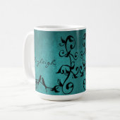 Mug Turquoise Lovebirds Boug de café personnalisé (Devant gauche)