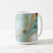 Mug Turquoise Marbre Perle Or Tourbillon (Devant droit)