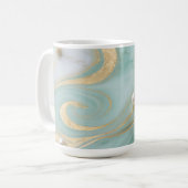 Mug Turquoise Marbre Perle Or Tourbillon (Devant gauche)