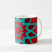 Mug Turquoise Marocain Et Motif Rouge (Devant droit)