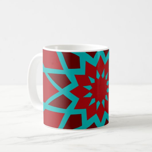 Mug Turquoise Marocain Et Motif Rouge (Devant gauche)