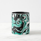 Mug Turquoise, noir et Marbre blanc Fluid Art (Centre)