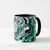 Mug Turquoise, noir et Marbre blanc Fluid Art (Devant droit)