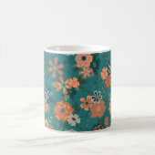 Mug Turquoise Orange tendance Vin Flore Motif Fleurs (Centre)