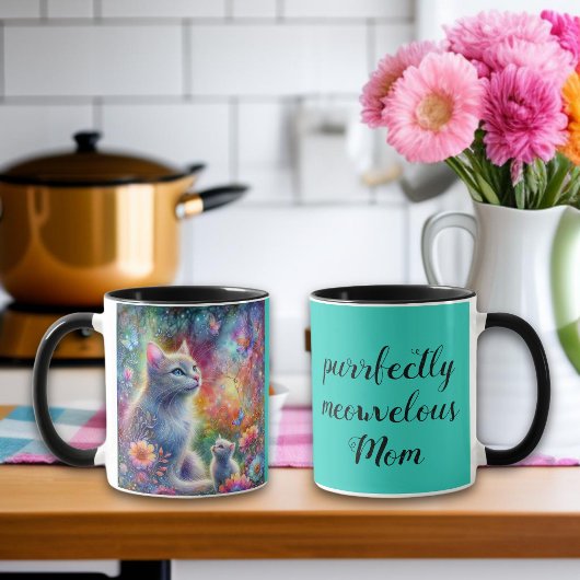 Mug Turquoise Parfaitement Meowvelous Maman Chat Fête
