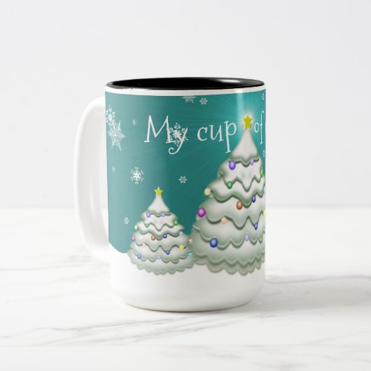 Mug turquoise Snowy Christmas Tree (Devant gauche)