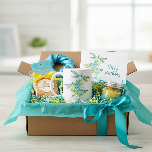 Mug Turquoise Splatter Dragonfly personnalisée