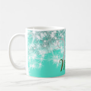 Mug Turquoise teal agate aqua monogram add letter text
