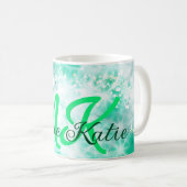 Mug Turquoise turquoise agate aqua monogramme ajouter (Devant droit)