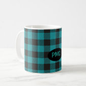 Mug Turquoise Turquoise Bleu Bleu Buffalo Plaid Monogr (Devant gauche)