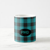 Mug Turquoise Turquoise Bleu Bleu Buffalo Plaid Monogr (Centre)