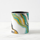 Mug Turquoise, Turquoise, Or, Marbre blanc Fluid Art (Centre)