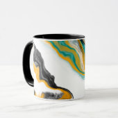Mug Turquoise, Turquoise, Or, Marbre blanc Fluid Art (Devant gauche)