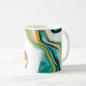 Mug Turquoise, Turquoise, Or, Marbre blanc Fluid Art (Devant droit)