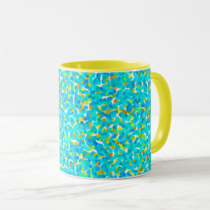 Mug Turquoise Vert Bleu Jaune Abstrait Motif