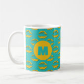 Mug Turquoise & Yellow XOXO Kissing Lips Personalized (Gauche)