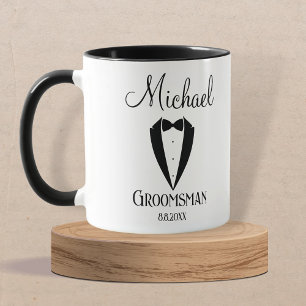 Mug tuxedo amusant avec bow groomsman personnalisé