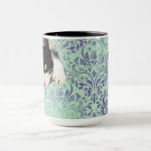 Mug Tuxedo Cat & Black Cat on Damask Imprimer (Centre)
